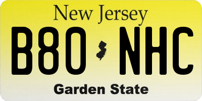 NJ license plate B80NHC