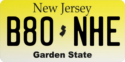 NJ license plate B80NHE