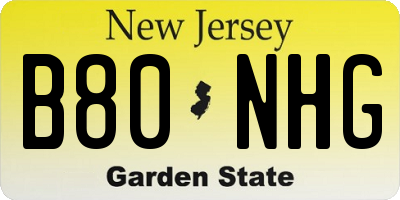 NJ license plate B80NHG