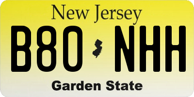NJ license plate B80NHH