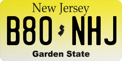 NJ license plate B80NHJ