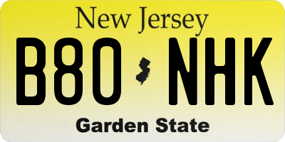 NJ license plate B80NHK