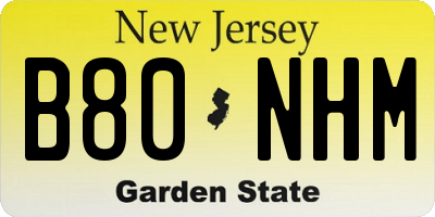 NJ license plate B80NHM