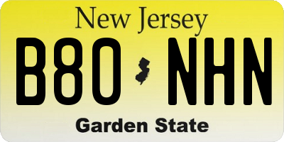 NJ license plate B80NHN
