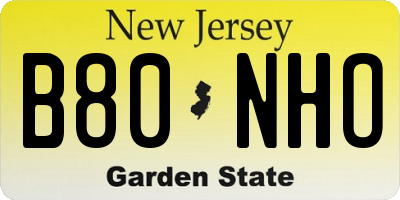 NJ license plate B80NHO