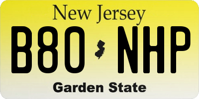 NJ license plate B80NHP