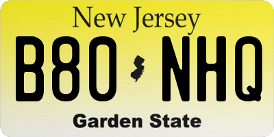 NJ license plate B80NHQ