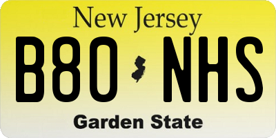 NJ license plate B80NHS