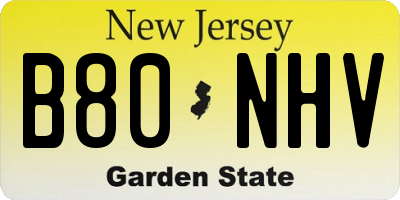 NJ license plate B80NHV