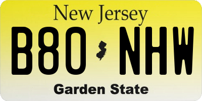 NJ license plate B80NHW