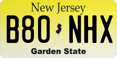NJ license plate B80NHX