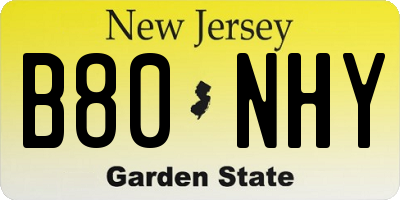 NJ license plate B80NHY