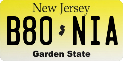 NJ license plate B80NIA