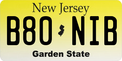 NJ license plate B80NIB