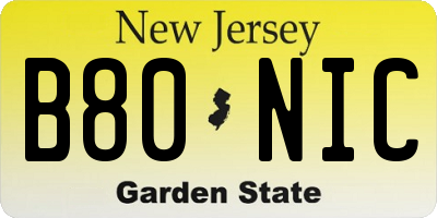 NJ license plate B80NIC