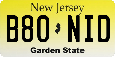NJ license plate B80NID