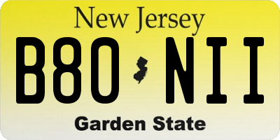 NJ license plate B80NII