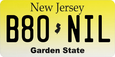 NJ license plate B80NIL