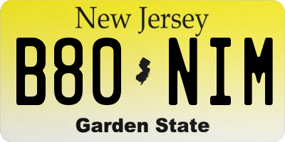 NJ license plate B80NIM