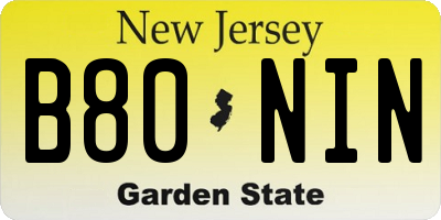 NJ license plate B80NIN