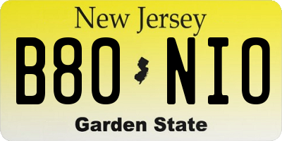 NJ license plate B80NIO