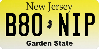 NJ license plate B80NIP