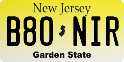 NJ license plate B80NIR