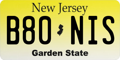 NJ license plate B80NIS