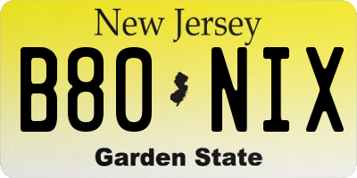 NJ license plate B80NIX