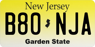 NJ license plate B80NJA