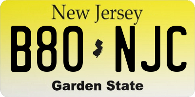 NJ license plate B80NJC