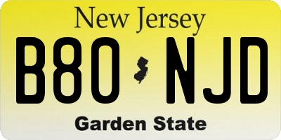 NJ license plate B80NJD