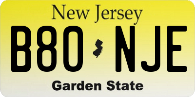 NJ license plate B80NJE