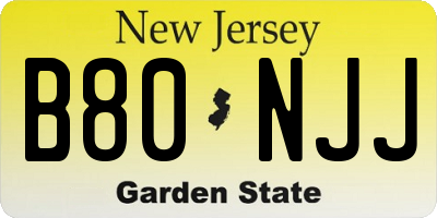NJ license plate B80NJJ