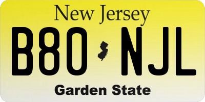 NJ license plate B80NJL