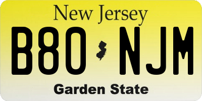 NJ license plate B80NJM