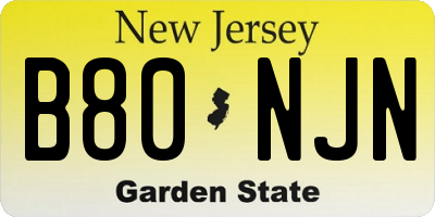 NJ license plate B80NJN