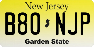NJ license plate B80NJP