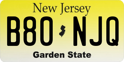 NJ license plate B80NJQ