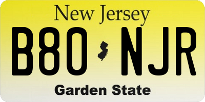 NJ license plate B80NJR