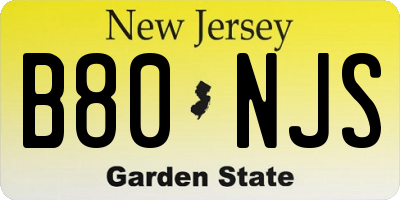 NJ license plate B80NJS