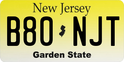 NJ license plate B80NJT