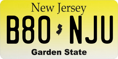 NJ license plate B80NJU