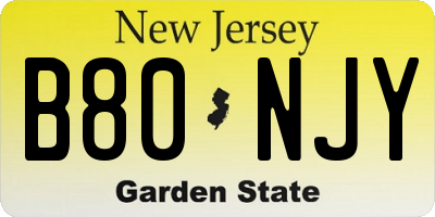 NJ license plate B80NJY