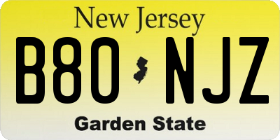 NJ license plate B80NJZ