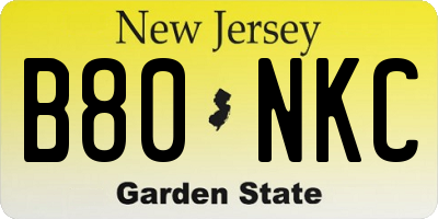 NJ license plate B80NKC
