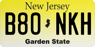 NJ license plate B80NKH