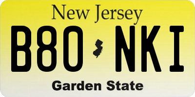 NJ license plate B80NKI