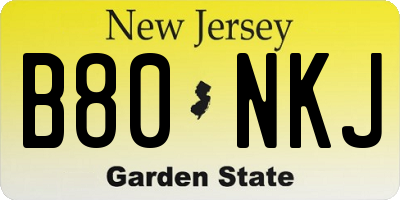 NJ license plate B80NKJ