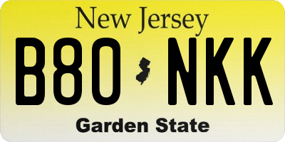 NJ license plate B80NKK